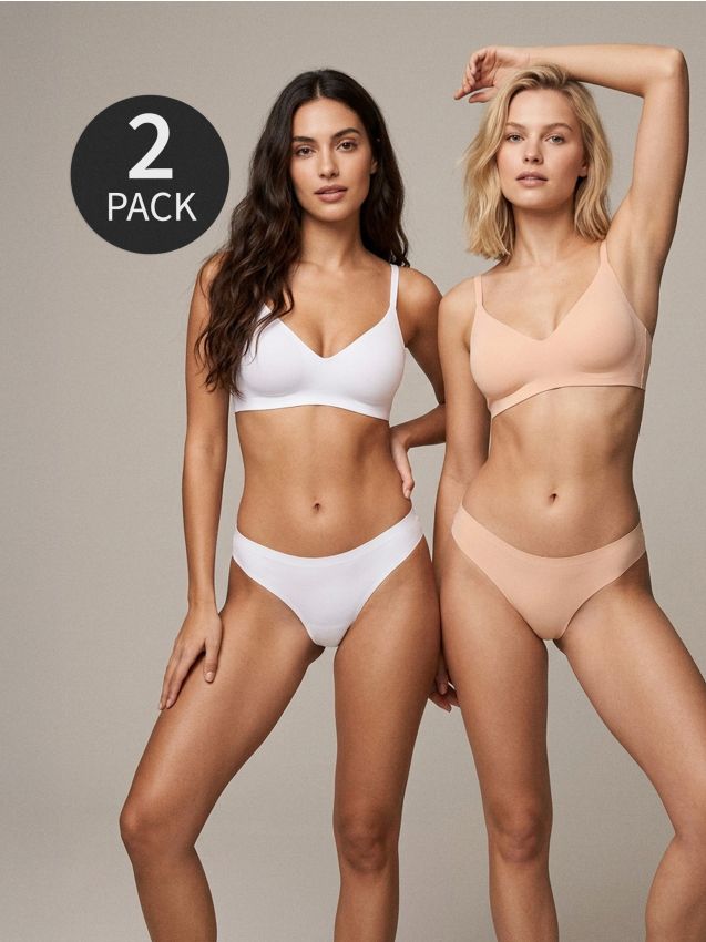 Sinsay - Majtki figi 2 pack - kremowy