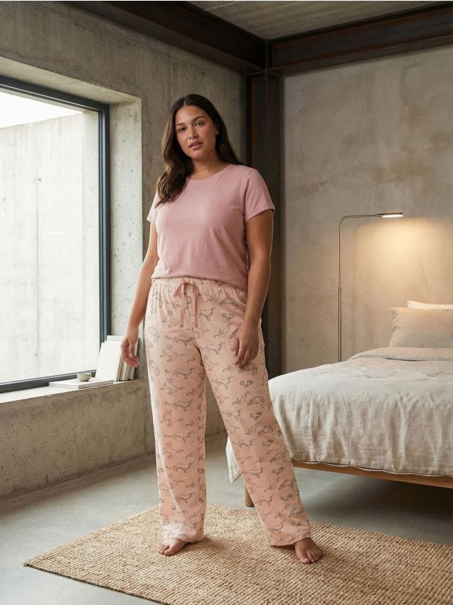 Sinsay - Pijama din bumbac în două piese cu imprimeu cu căței - mov