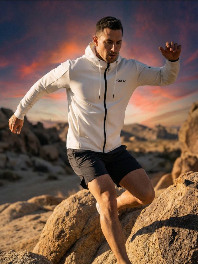 Sinsay - Hanorac cu glugă și fermoar SNSY PERFORMANCE - alb