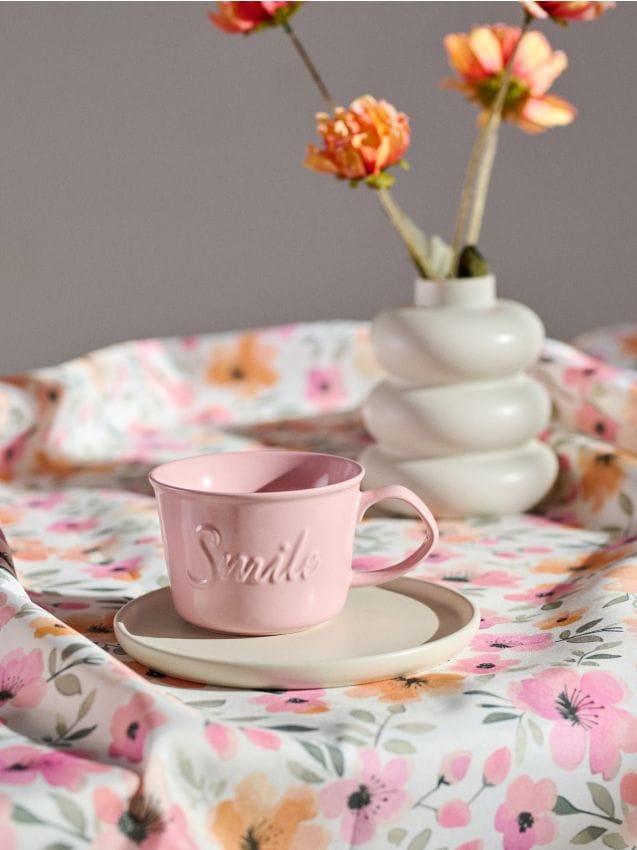 Sinsay - Cană ceramică cu model embosat - roz-pastel