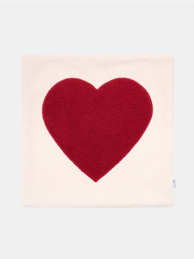 Sinsay - Obliečka na vankúš s motívom srdca - krémová