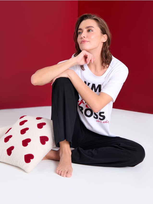 Sinsay - Obliečka na vankúš s motívom srdca - červená