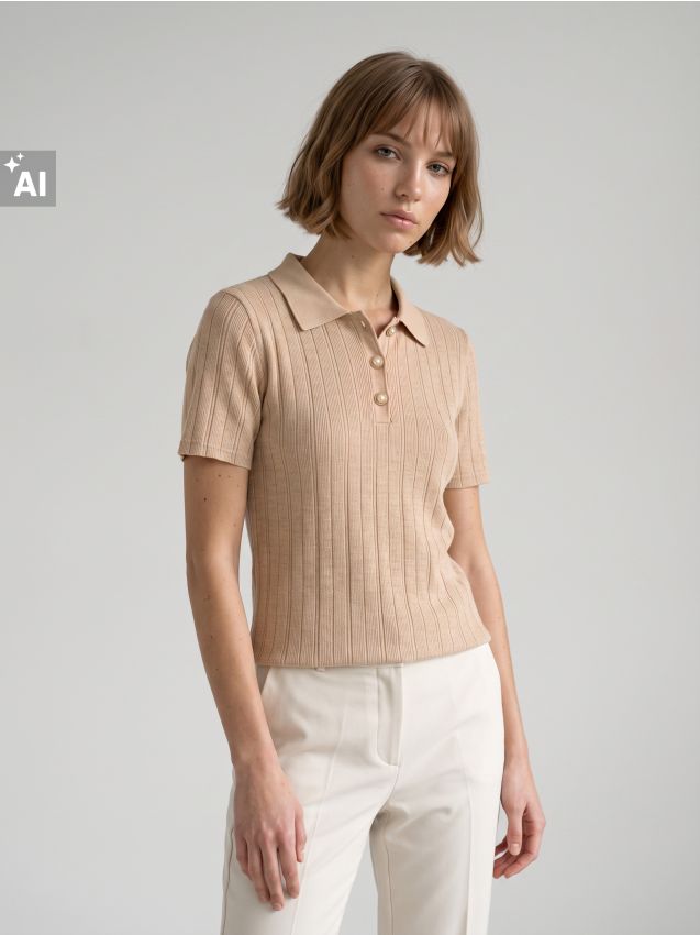 Sinsay - Bluza tricotată cu guler din vâscoză - nude