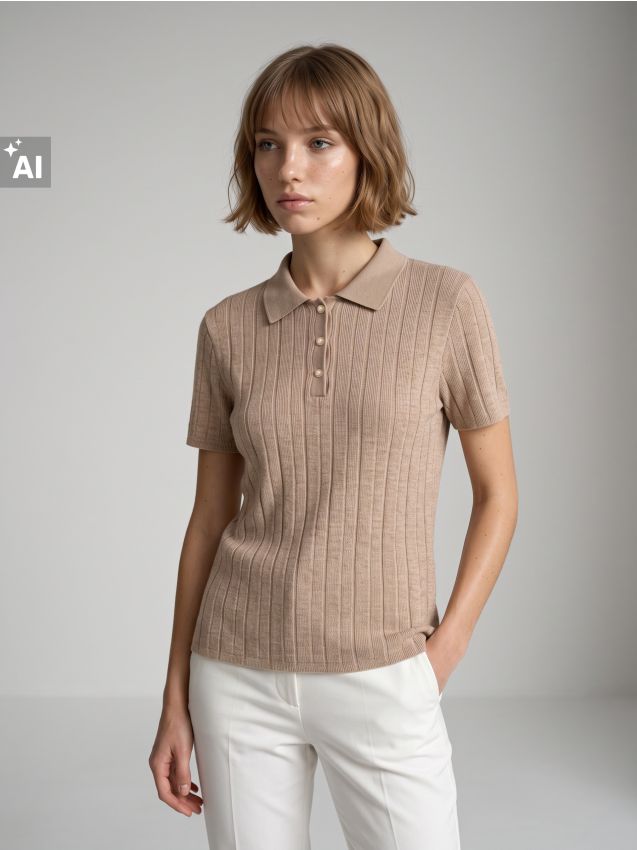 Sinsay - Bluza tricotată cu guler din vâscoză - maro