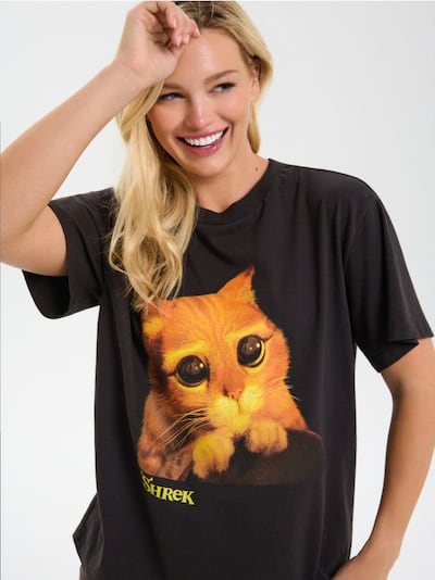 Памучна тениска с принт Shrek