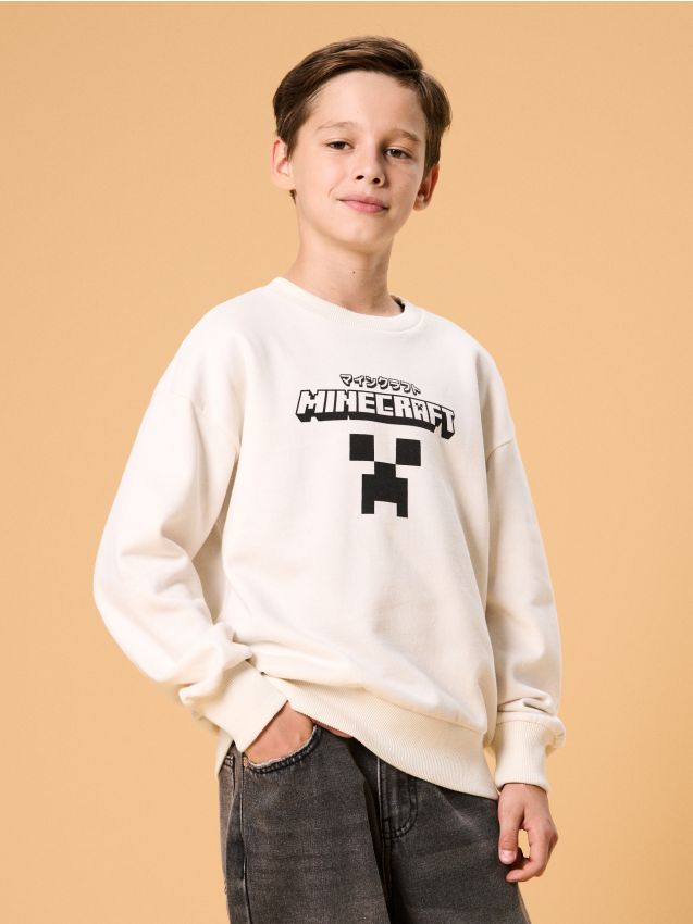 Sinsay - Mikina crewneck Minecraft - telová