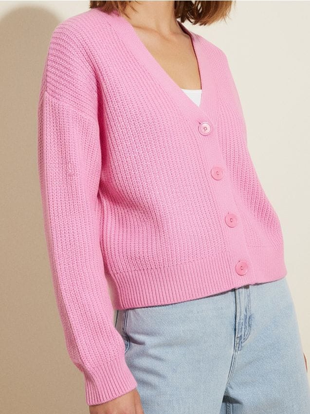 Sinsay - Kardigan basic - różowy