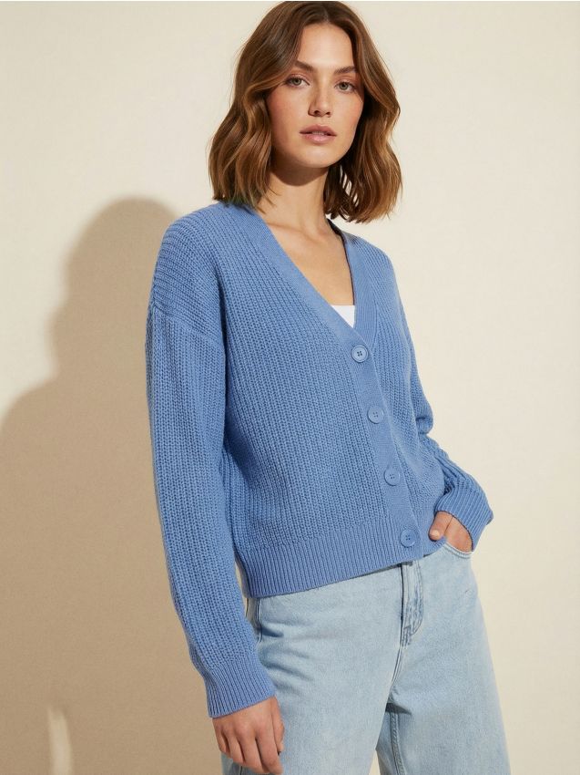 Sinsay - Kardigan basic - niebieski