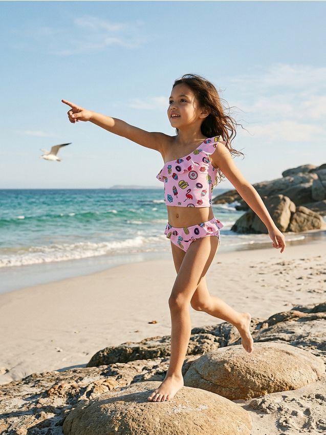 Sinsay - Costum de baie din două piese cu volănaș - roz