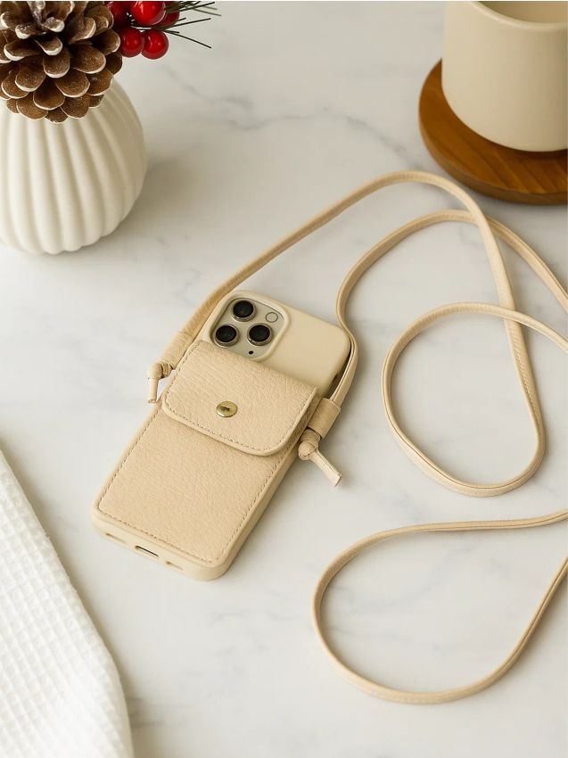 Sinsay - Puzdro na iPhone 13, 14, 15 na šnúrke - krémová