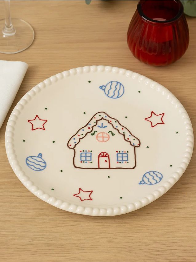 Sinsay - Vianočný tanier s motívom perníkovej chalúpky - biela