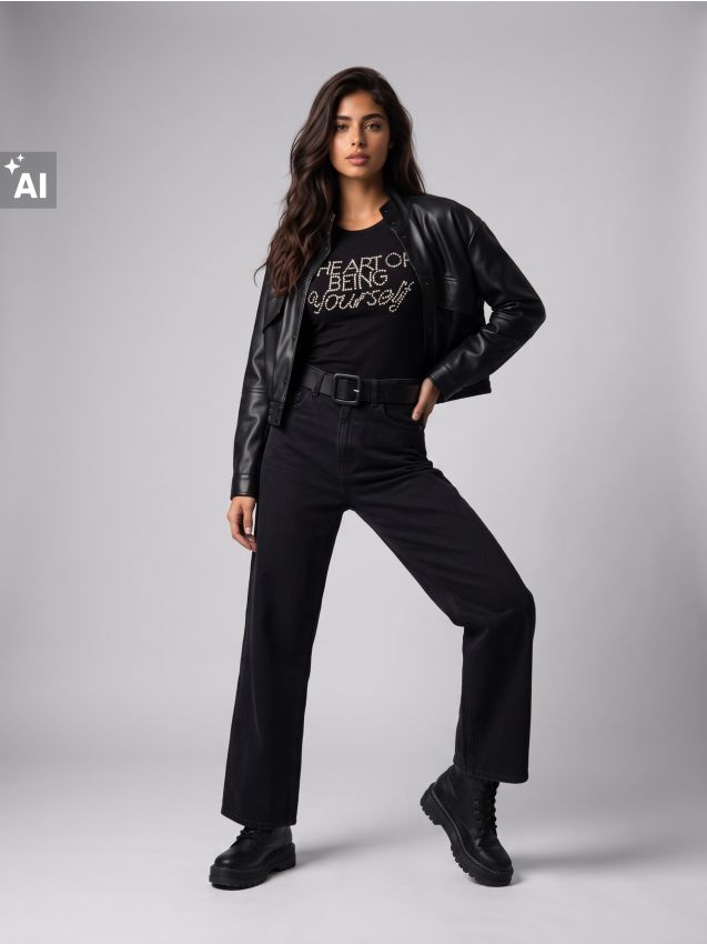 Sinsay - Tricou din bumbac cu inscripție din perle - negru