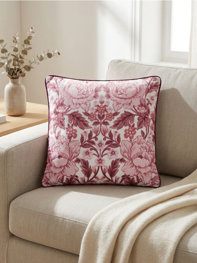 Sinsay - Față de pernă cu motiv floral - roz-pastel