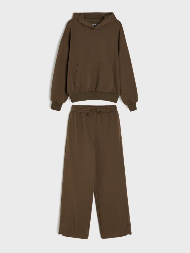 Sinsay - Set cu bumbac hanorac și pantaloni - maro