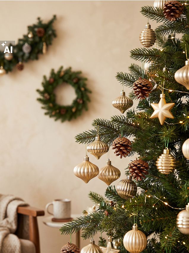 Sinsay - Set de globuri și ornamente pentru brad 78 pack - auriu