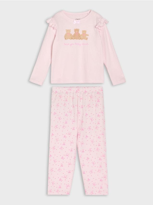 Sinsay - Pijama din bumbac în două piese cu imprimeu - roz-pastel