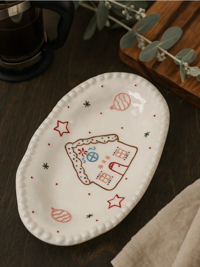 Sinsay - Vianočný podnos s motívom perníkovej chalúpky - biela