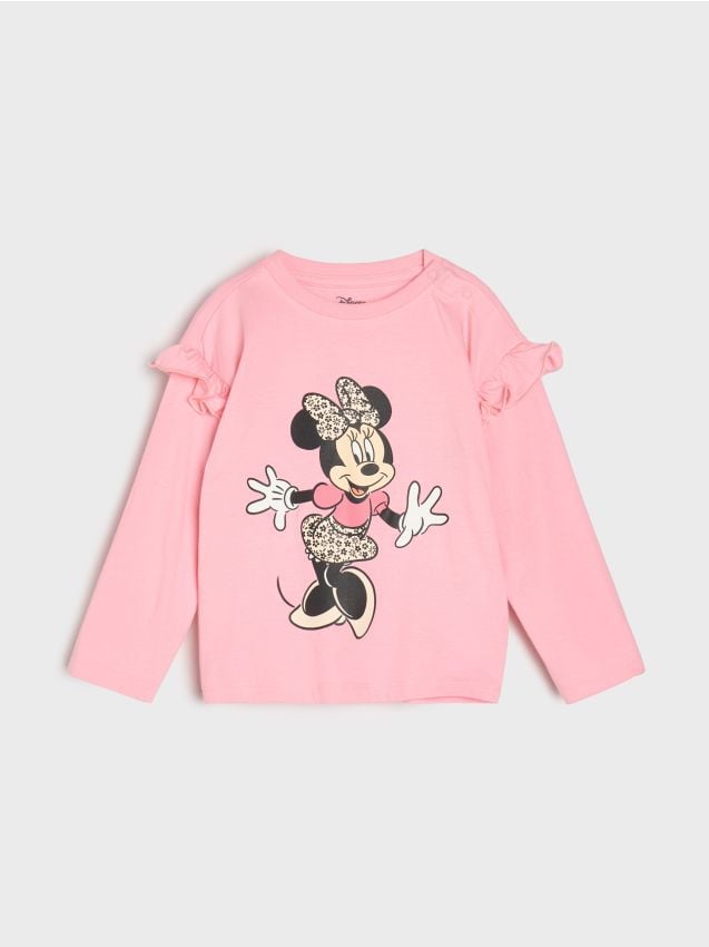Sinsay - Tricou din bumbac cu imprimeu Minnie Mouse - roz-trandafiriu
