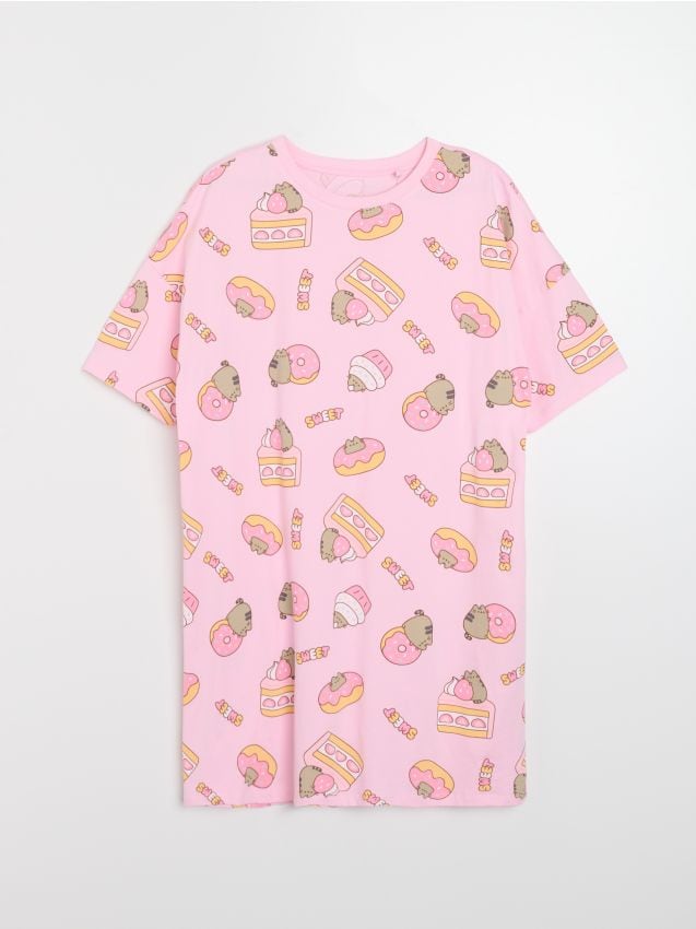Sinsay - Bawełniana koszula nocna Pusheen the Cat - różowy