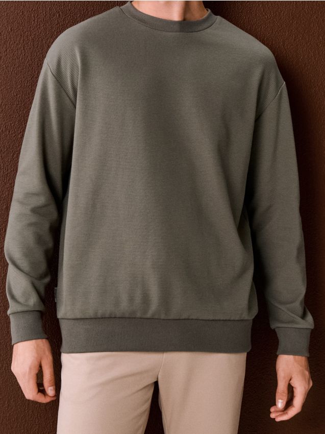 Sinsay - Hanorac cu guler rotund - verde-prăfuit