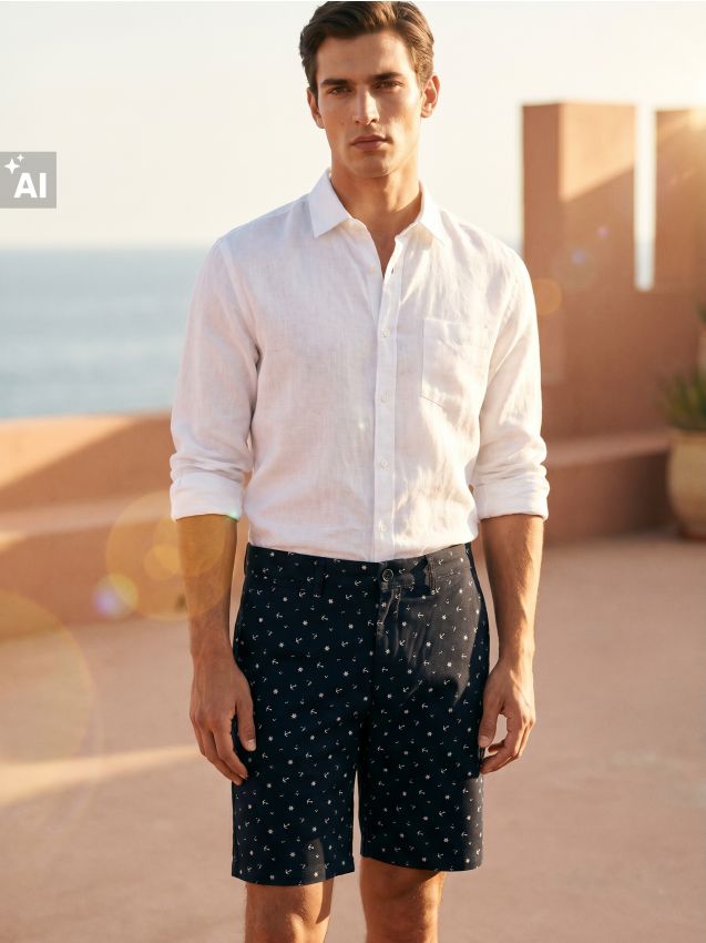 Sinsay - Pantaloni scurți chino din denim - bleumarin