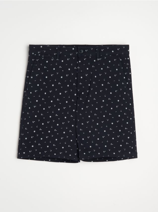 Sinsay - Szorty jeansowe chino - granatowy