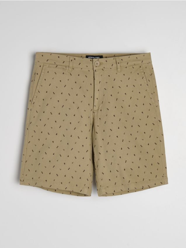 Sinsay - Szorty jeansowe chino - beżowy