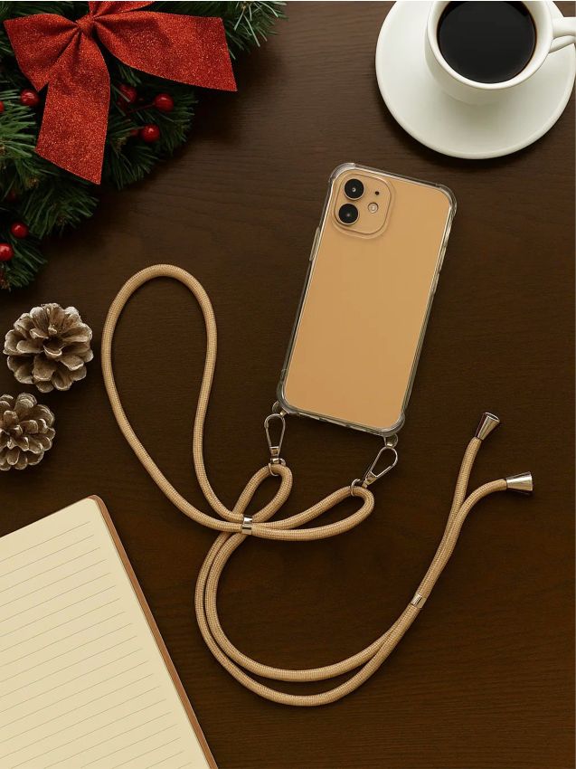 Sinsay - Puzdro na iPhone 13, 14, 15 na šnúrke - krémová