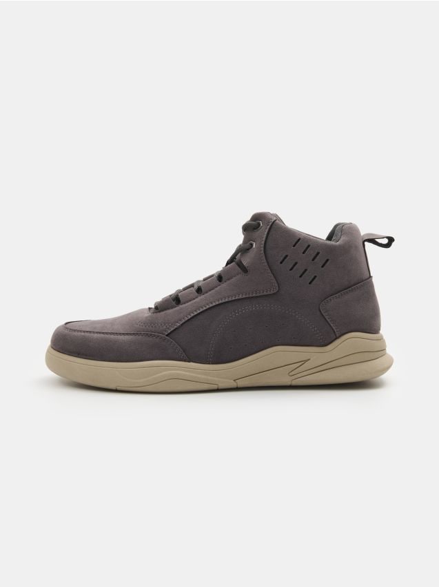 Sinsay - Sneakers peste gleznă din imitație de piele întoarsă - gri-închis
