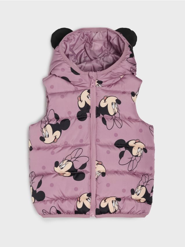 Sinsay - Vestă matlasată cu glugă Minnie Mouse - crem