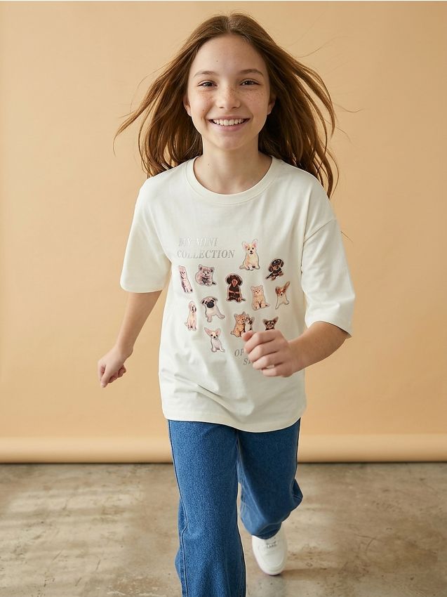 Sinsay - Tricou din bumbac cu imprimeu animal - crem