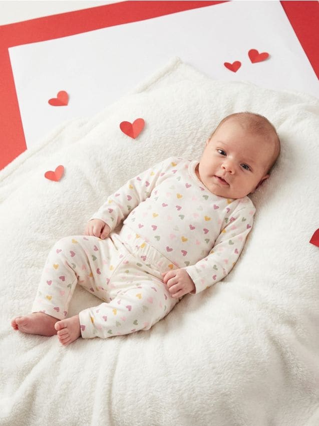 Sinsay - Pijamă din bumbac în două piese - roz-pastel