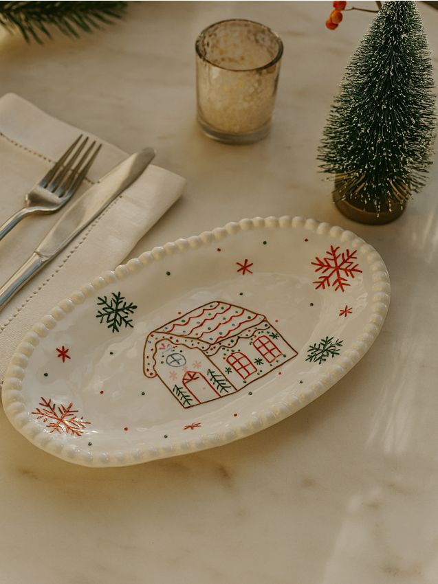 Sinsay - Vianočný podnos s motívom perníkovej chalúpky - biela