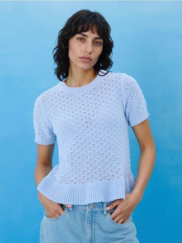 Sinsay - Ażurowy sweter - błękitny