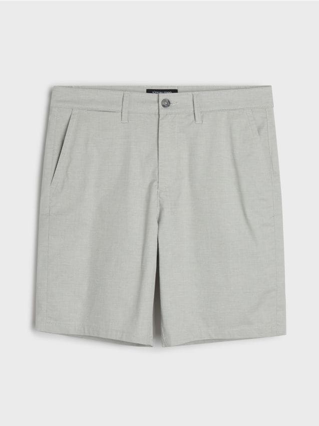 Sinsay - Pantaloni scurți chino, din bumbac - gri deschis