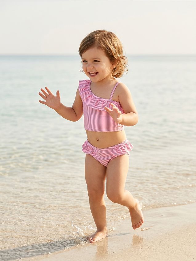 Sinsay - Costum de baie din două piese în dungi - roz