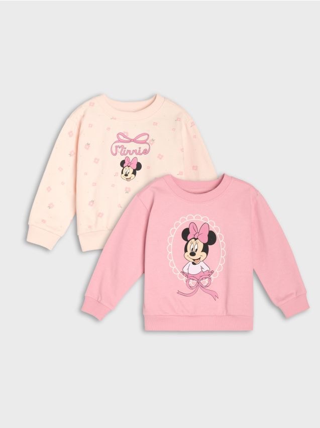 Sinsay - Hanorace crewneck din bumbac cu imprimeu 2 pack Minnie Mouse - crem