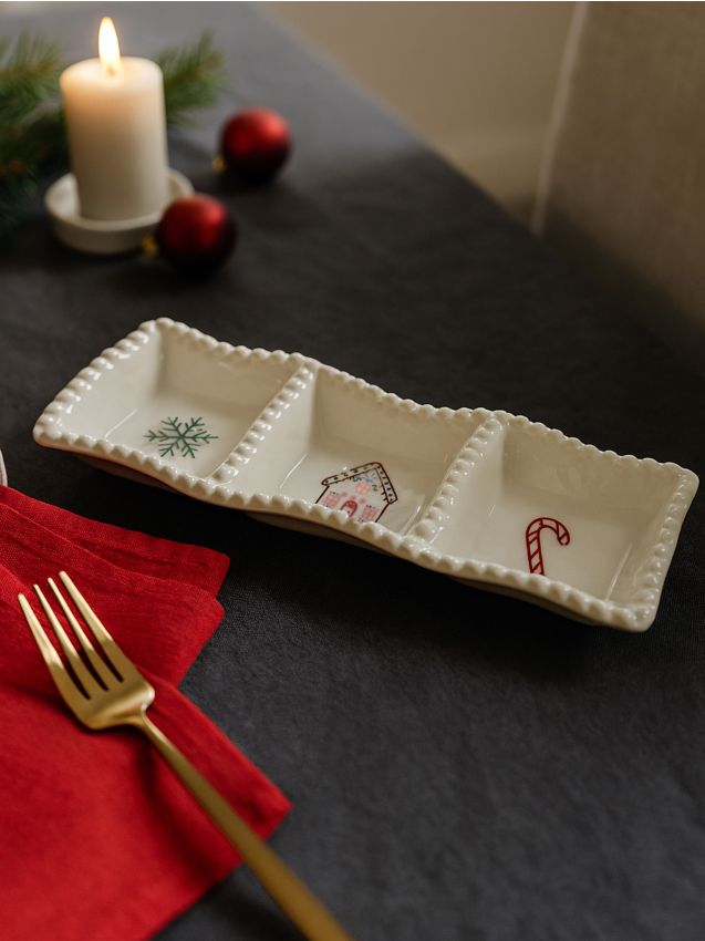 Sinsay - Vianočný podnos s tromi priehradkami - biela