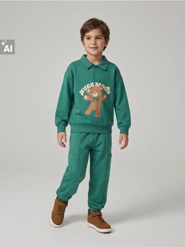 Sinsay - Pantaloni de trening jogger oversize - albastru-verzui