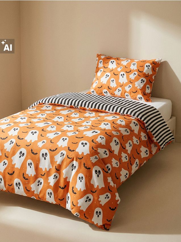 Sinsay - Set de lenjerie de pat cu motiv de Halloween - portocaliu