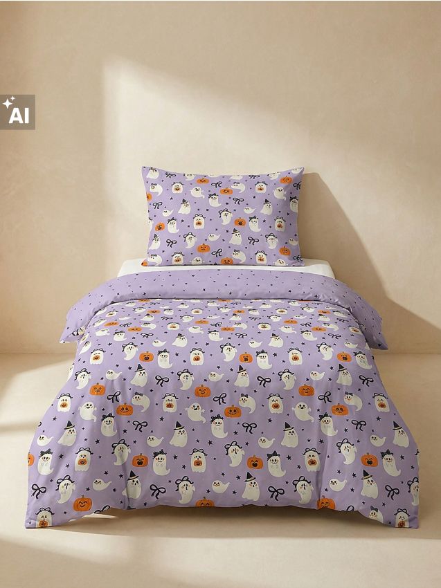 Sinsay - Set de lenjerie de pat cu motiv de Halloween - violet