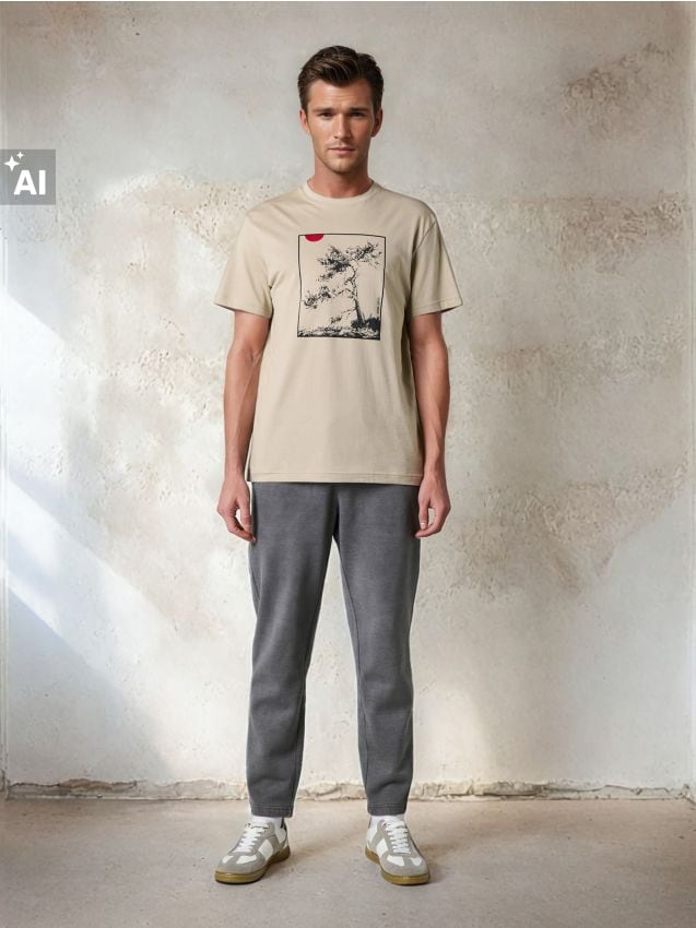 Sinsay - Tricou din bumbac cu imprimeu - bej