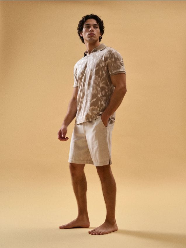 Sinsay - Pantaloni scurți cu adaos de in - bej