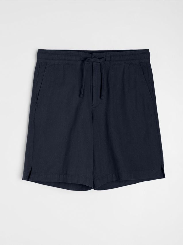 Sinsay - Pantaloni scurți cu adaos de in - bleumarin