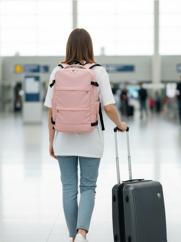 Sinsay - Rucsac de călătorie cu deschidere tip valiză - roz-pastel