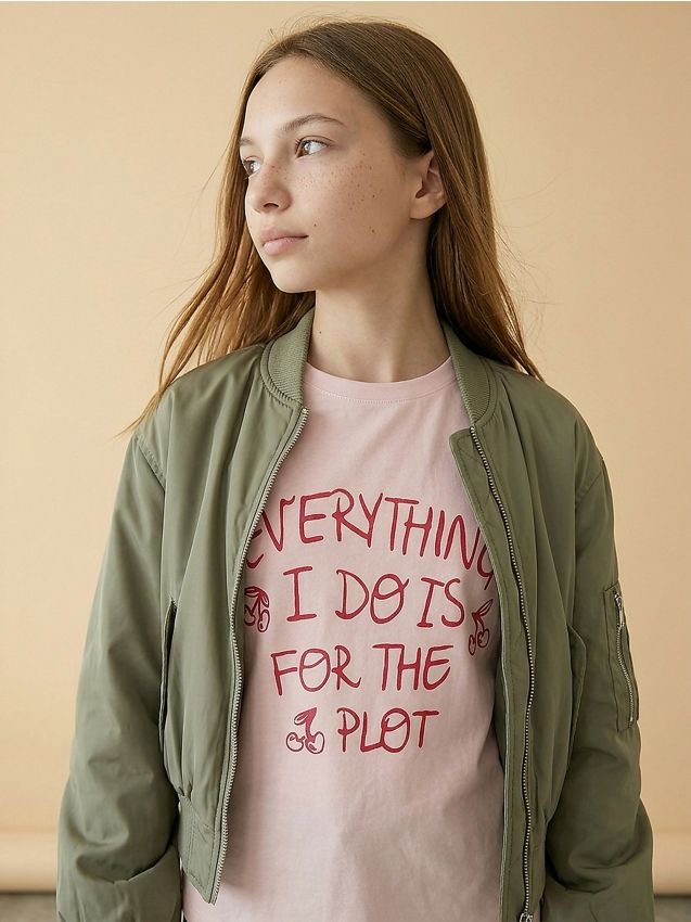 Sinsay - Tricou din bumbac cu inscripție - roz-pastel