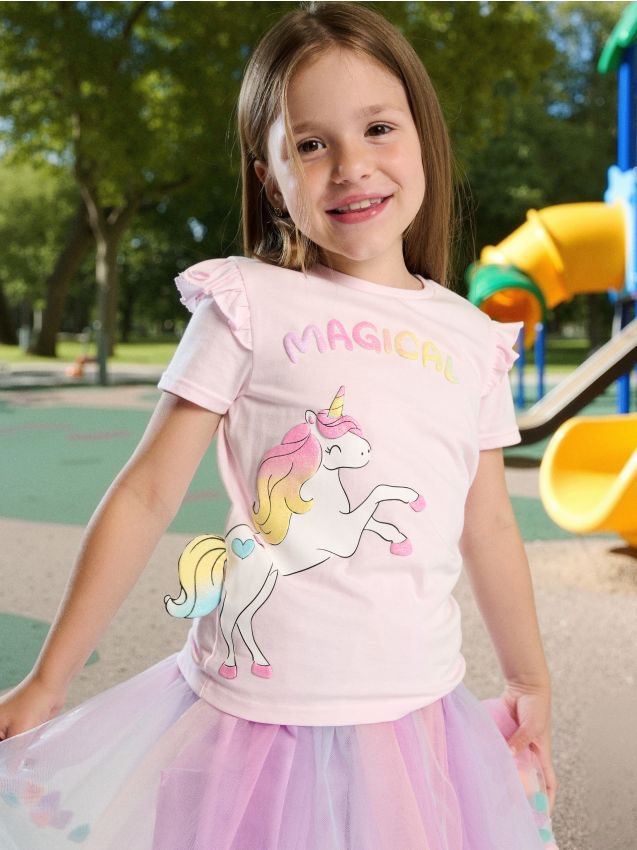Sinsay - Tricou cu aplicație 3D - roz-pastel