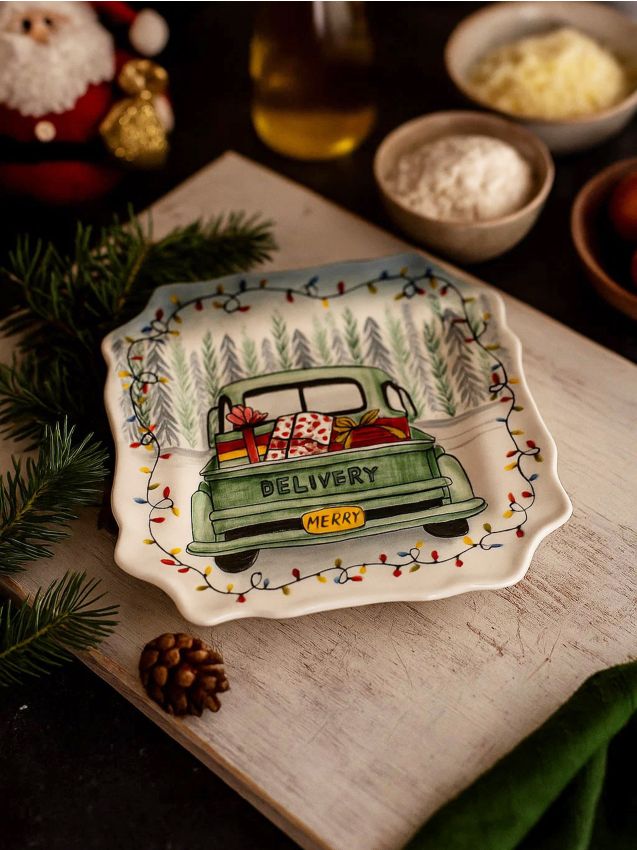 Sinsay - Vianočný tanier s motívom auta s darčekmi - bledozelená