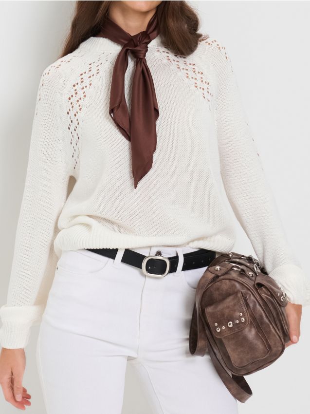 Sinsay - Pulover ajurat - crem