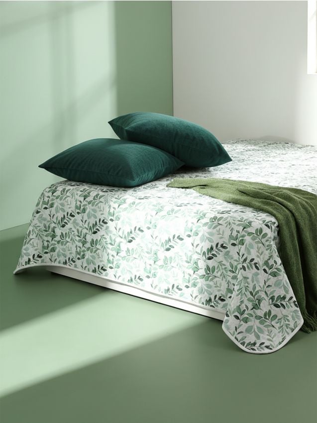 Sinsay - Cuvertură de pat cu motiv vegetal - verde-aprins